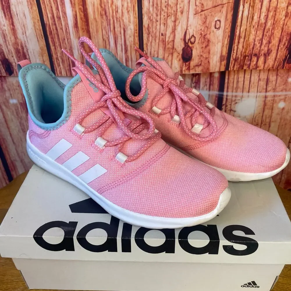 Adidas Cloudfoam Pure 2.0 Kids Running Shoes size 6.5 Pink/White/Blue EUC!